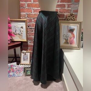 Talbots Blackwatch Plaid Silk Maxi Skirt NWT